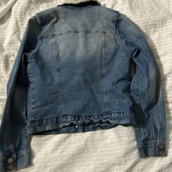 Jolt Jeans Jacket Womens Blue Pockets Full Zip Sherpa Lined Collar Size M - Picture 5 of 5